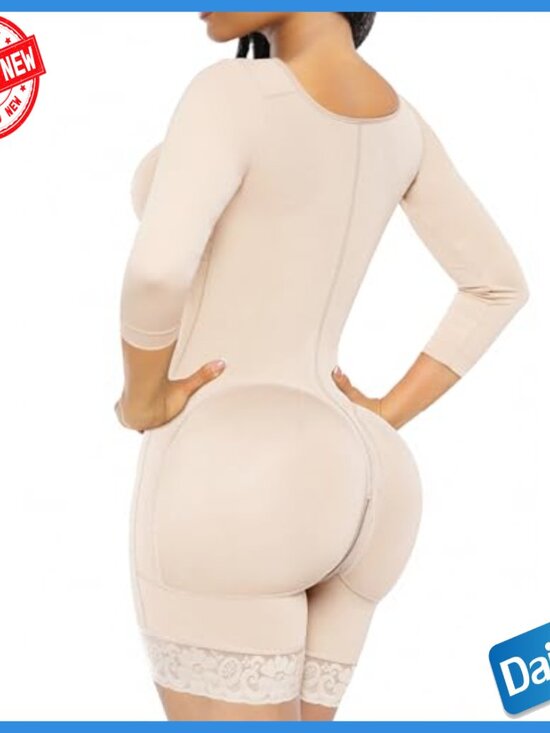 Full Body Shapewear with Arm Slimming Zipper Crotch Tummy Control - Picture 2 of 7